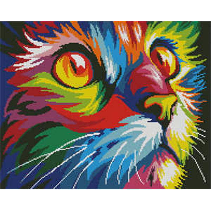 Алмазная мозаика Strateg ПРЕМИУМ Поп-арт цветной кот размером 40х50 см (L-425) - фото 1 - id-p1875201973