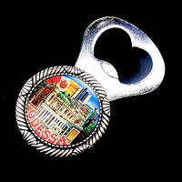 Магнит сувенирный Одесса открывалка металлическая внутри сферическая линза с изображением фотоколлаж,
