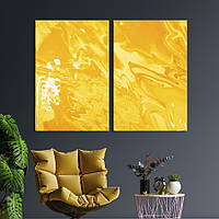 Модульная картина из двух частей KIL Art Диптих Ярко-желтые и белые разводы 165x122 см (1160-2) z110-2024