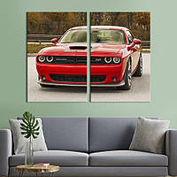 Картина на холсте для интерьера KIL Art диптих Красный Dodge challenger srt8 392 165x122 см (118-2) z111-2024