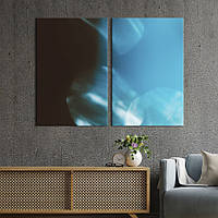 Модульная картина из двух частей KIL Art Диптих Двухцветный фон с черно-голубыми разводами 165x122 см (1183-2)