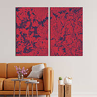 Модульная картина из двух частей KIL Art Диптих Красные разводы на темном фоне 165x122 см (1186-2) z111-2024