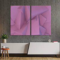 Модульная картина из двух частей KIL Art Диптих Объемный бледно розовый фон 165x122 см (1202-2) z111-2024