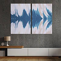 Модульная картина из двух частей KIL Art Диптих Белый фон с синим градиентом и бежевыми разводами 165x122 см
