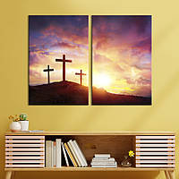 Картина на холсте для интерьера KIL Art диптих Три креста на горе 165x122 см (469-2) z111-2024
