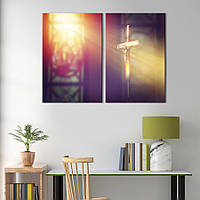 Картина на холсте для интерьера KIL Art диптих Распятие Иисуса Христа 165x122 см (470-2) z111-2024