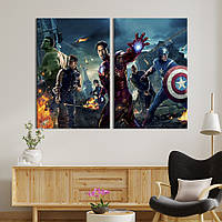 Картина диптих на холсте KIL Art для интерьера в гостиную Команда супергероев Мстители 165x122 см (649-2)