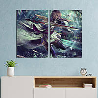 Картина диптих на холсте KIL Art для интерьера в гостиную спальню Cyberpunk girl 165x122 см (663-2) z111-2024