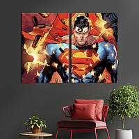 Картина диптих на холсте KIL Art для интерьера в гостиную спальню Man of Steel 165x122 см (750-2) z111-2024