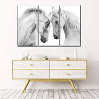 Модульная картина из трех частей KIL Art Пара белых лошадей 156x100 см (M3_XL_74) z111-2024