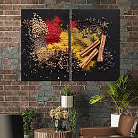 Модульна картина з двох частин KIL Art Зіра гвоздика перець горошком кориця та мелені спеції 165x122 см