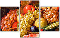 Картина з 3 частин на полотні KIL Art Натюрморт з виноградом і яблуками 141x90 см (m31_XL_28) D7P5-2023