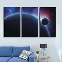 Модульная картина на холсте KIL Art триптих Космос Планеты 128x81 см (MK311628) z110-2024