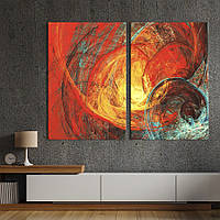 Картина на холсте для интерьера KIL Art диптих Абстрактные солнечные выхри 165x122 см (19-2) z111-2024