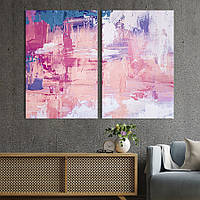 Картина на холсте для интерьера KIL Art диптих Абстракция розовая текстура 165x122 см (21-2) z111-2024
