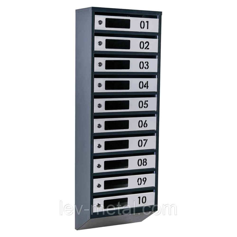 Ящик поштовий багатосекційний ЯП10D (антрацитово-сірий), фото 1