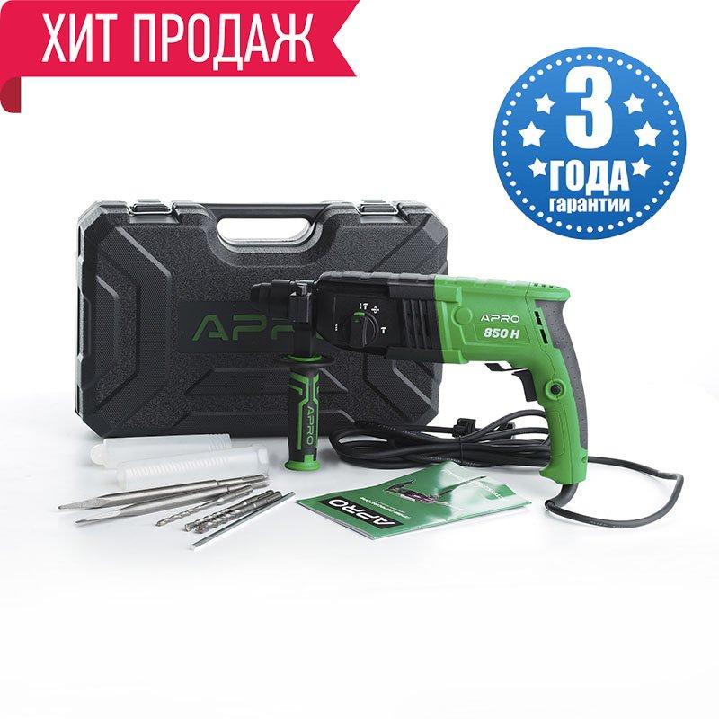 Перфоратор прямий 850 ТМ "АПРО" швидкозатискний патрон, комплектація з кейсом, для буріння з безпечною роботою