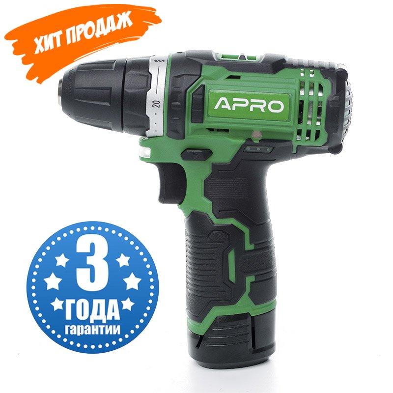 Дриль-шурупокрут ТМ"APRO" 12 В зручний для дому та ремонту гарантія до 3 років із кейсом