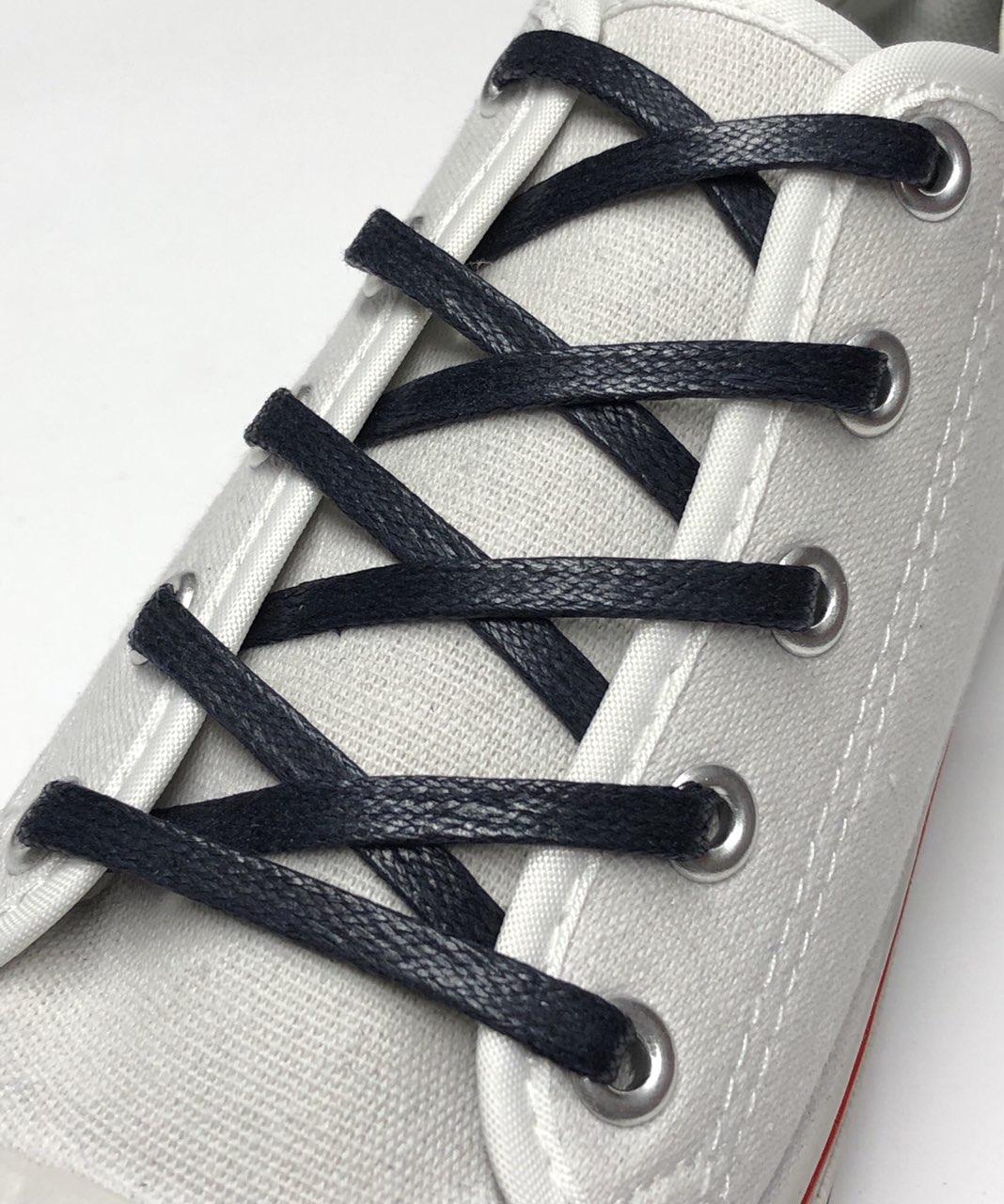 Шнурки для взуття плоскі просочення 80 см (5 мм) Темно-синій