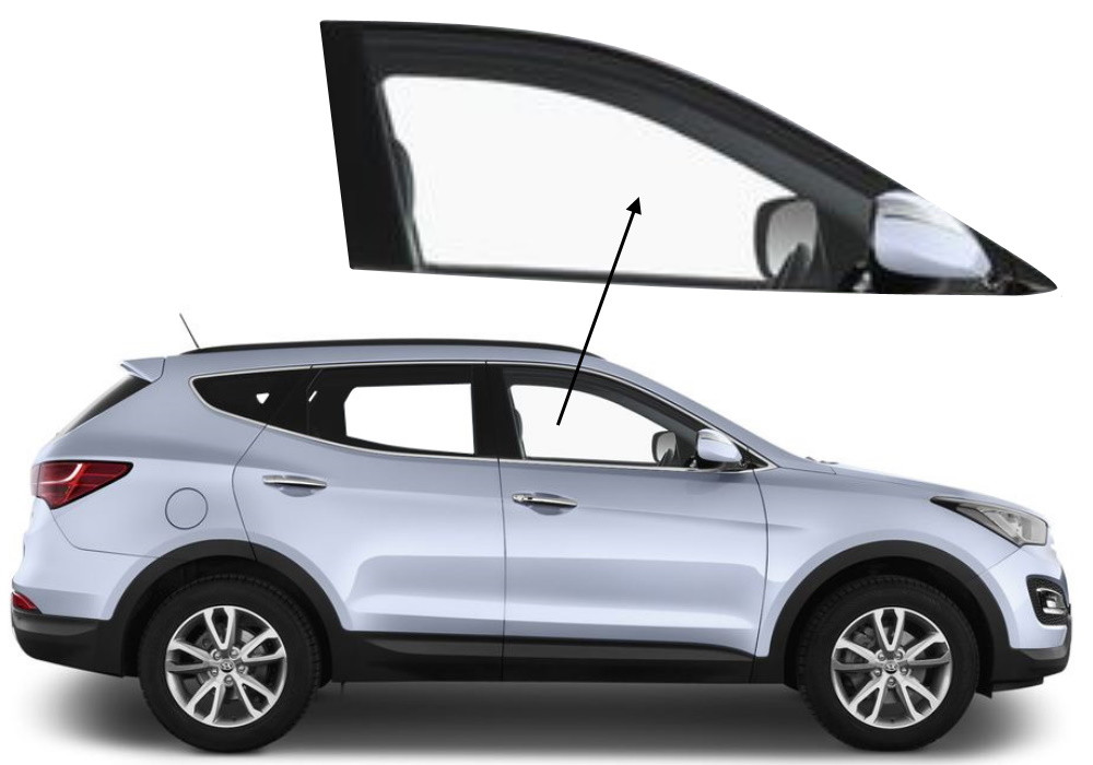 Бічне скло Hyundai Santa Fe 2013-2019 передніх дверей праве, фото 1