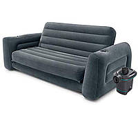 Надувной диван Intex 66552 3, 203 х 224 х 66 см. Флокированный диван трансформер 2 в 1,с насосом