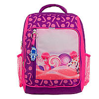 Рюкзаки ортопедичні для першокласниці, шкільний рюкзак для дівчинки 1-3 класу bagland фіолетовий 409