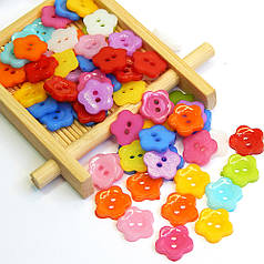 Ґудзики квіточки пластик, 1 см, мікс (10 шт)