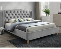 Кровать ASPEN VELVET 160x200 светло-серый/дуб