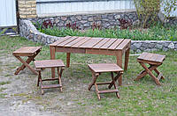 Розкладний комплект із дерева ДУБ стіл + 4 стільці для туризму, пікників, саду, природи