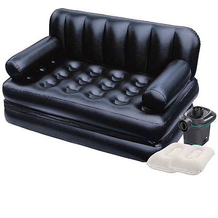 Надувний диван Bestway 75054-3, 188 х 152 х 64 см, з електричним насосом та подушками.