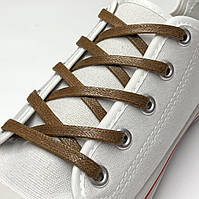 Шнурки для взуття плоскі просочення 100 см (5 мм) Світло-коричневий