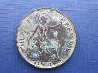 Монета 1/2 пол пенни Великобритания 1931
