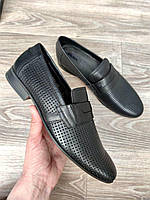 Мужская обувь классическая. Мужские кожаные летние лоферы черные Ікос. Летние туфли мужские в черном цвете