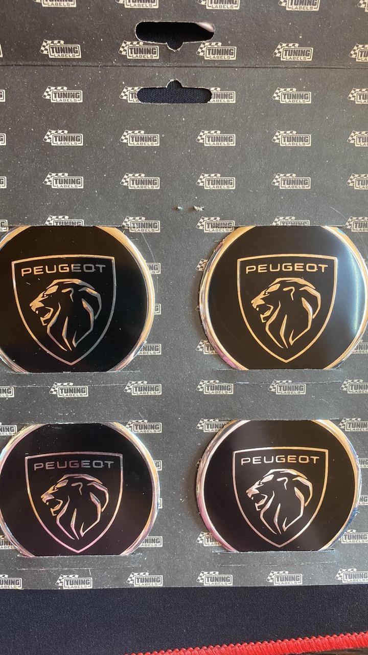 Наклейка ємблема на колісний ковпак або диск d 60 мм Peugeot чорна (4 шт.), фото 1