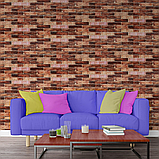 Самоклеюча 3D панель коричневу цеглу катеринославську В РУЛОНІ 3080x700x3мм, фото 4