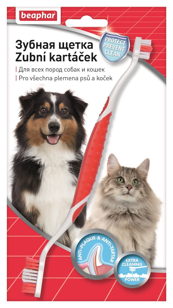 Зубна щітка Toothbrush Beaphar двостороння для собак та котів