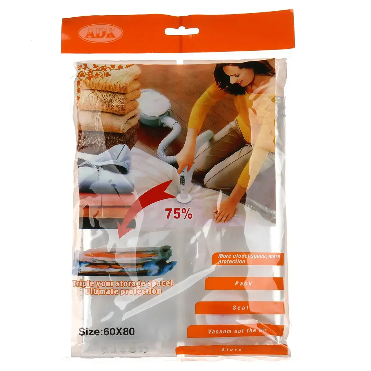 Вакуумні пакети для одягу Vacuum Bag 60x80