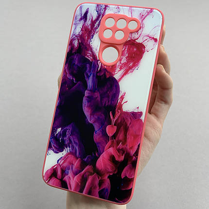Чохол для Xiaomi Redmi Note 9 скляний чохол різнокольоровий на сяомі редмі нот 9 малиновий l6f, фото 1