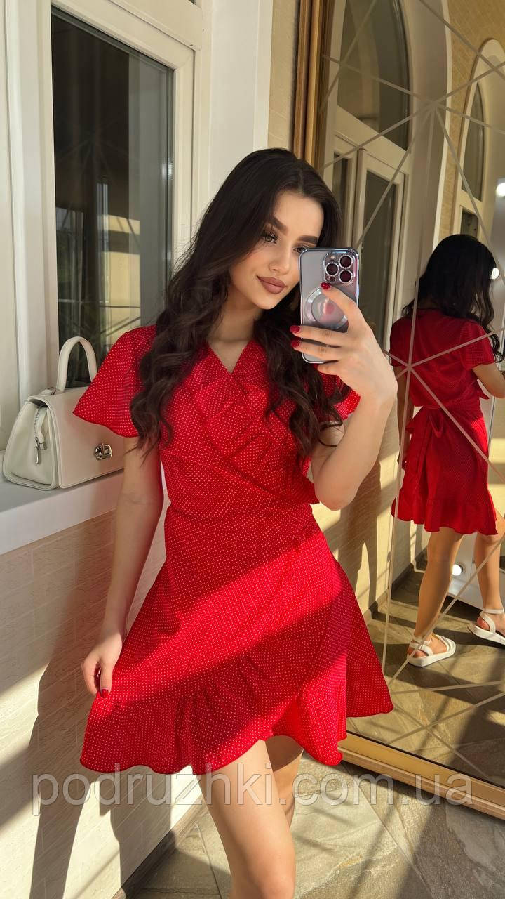 Кокетлива літня сукня у горошок Тканина софт Розміри 42-44,44-46, фото 1