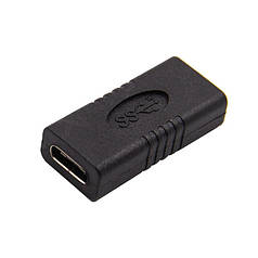 Перехідник адаптер з'єднувач USB 3.1 Type-C F/F, Black