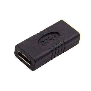 Перехідник адаптер з'єднувач USB 3.1 Type-C F/F, Black, фото 1