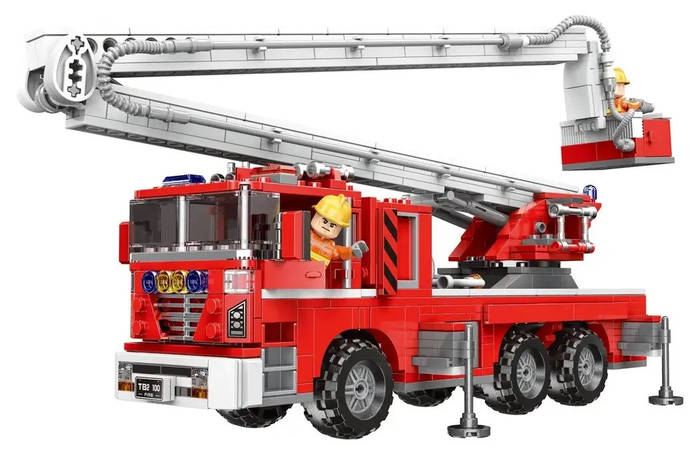 Конструктор большая пожарная машина с подвижными деталями и фигурками ...