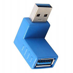 Кутовий адаптер перехідник 3.0 USB Male — USB Female, UP Blue