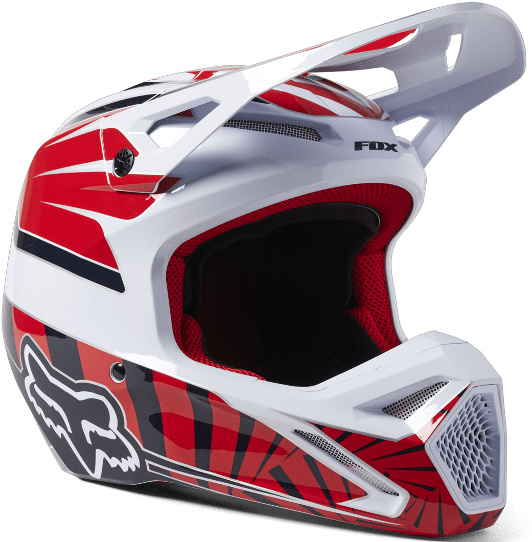 Мотошолом Fox Yth V1 Goat білий/червоний, YM