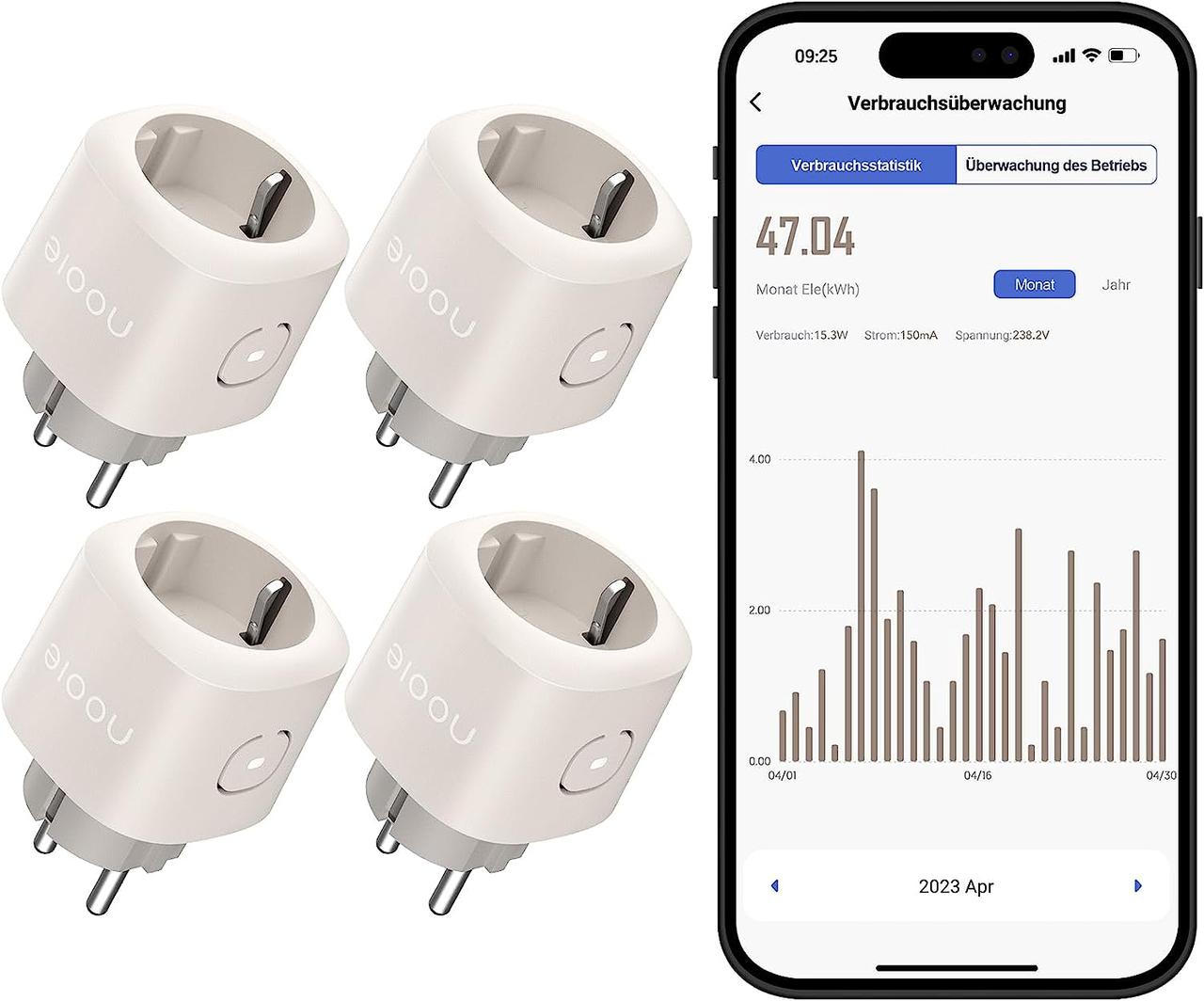 Розумна smart Розетка (4 шт.) Nooie WLAN Socket, Smart Plug Socket, Amazon, Німеччина