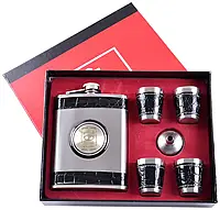 Подарочный набор 6в1 "Jack Daniels" - фляга, рюмки, лейка, 236мл