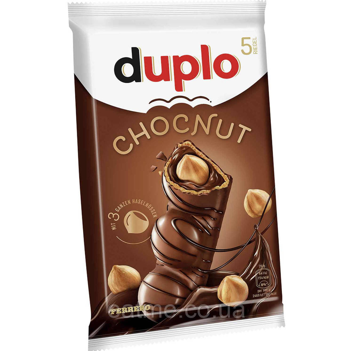 Duplo Chocnut Вафельні батончики з цілими лісовими горіхами, кремовою начинкою в молочному шоколаді 5шт, фото 1