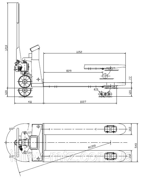 Тележка подъемная гидравлическая (Рокла) Holzmann HUB 25KG - фото 4 - id-p1748933556