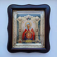 Ікона "В пологах Помічниця" Пресвятої Богородиці, лик 15х18 см, у темному дерев'яному кіоті, тип 2