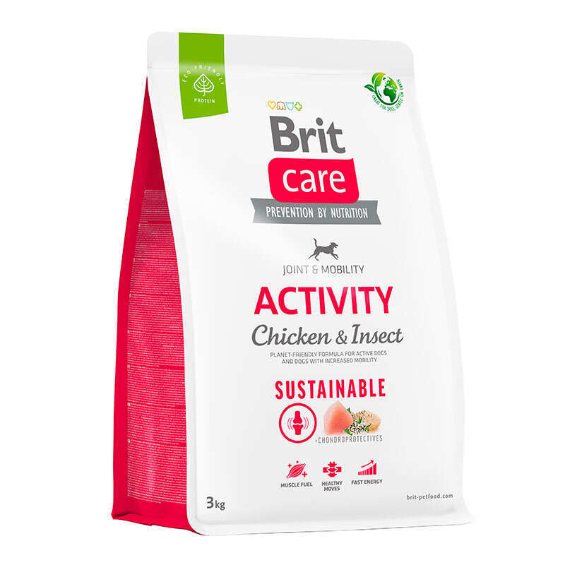 Сухий корм для собак з підвищеною активністю Brit Care (Бріт Кеа) Dog Sustainable Activity з куркою та комахами 3 кг